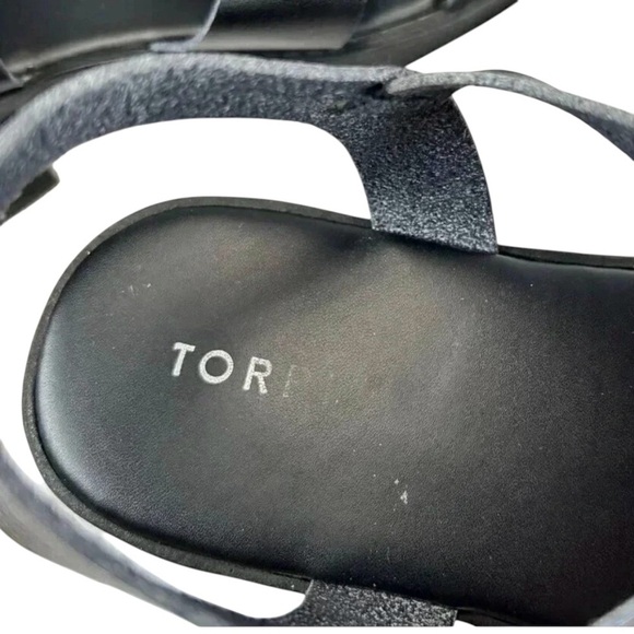 Torrid Size 9.5 WW Lug Heel Sandals Black Faux Leather - Picture 6 of 8